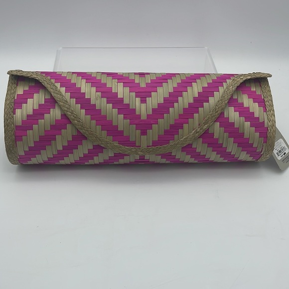 Tommy Bahama Pink and Cream Woven Clutch - Picture 2 of 9